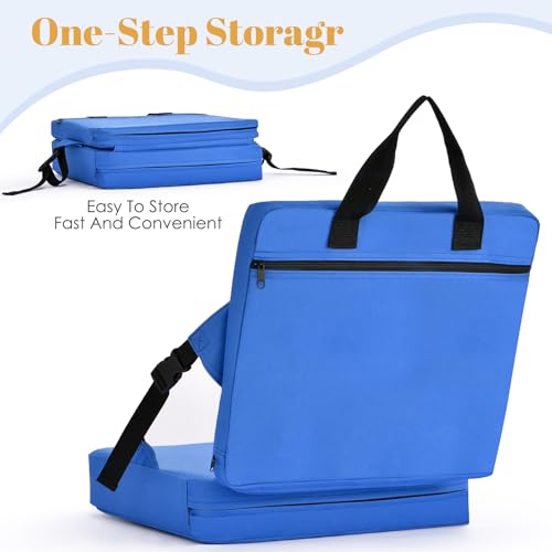 TOMSHOO Portable Stadium Seat Cushion with Backrest Waterproof Nylon Bleacher Cushion Ultralight Seat Padding with Back Su...