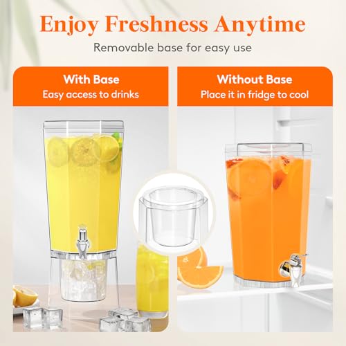 Lifewit 1 Gallon (128 OZ) Drink Dispensers for Parties 2 Pcs, 4L Plastic Beverage Containers with Stand for Juice/Tea/Sod...