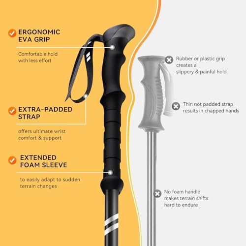 Twsitte Collapsible Hiking Poles, Lightweight Aluminum Adjustable Walking Poles,Carbon Fiber Trekking Poles with Flip Lock...