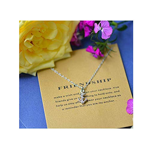 Hundred River Friendship Anchor Compass Necklace Good Luck Elephant Pendant Chain Necklace with Message Card Gift Card (anchor s
