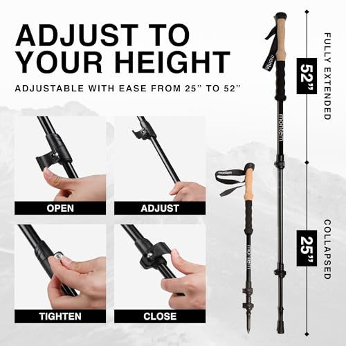 Montem Ultra Light 100% Carbon Fiber Trekking, Walking, and Hiking Poles - One Pair (2 Poles) - Ultra Light, Quick Lockin...