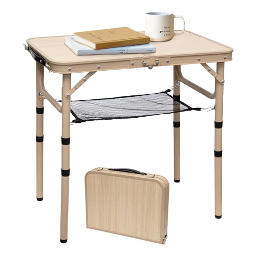 Byliable Small Folding Table 2FT Camping Table 3 Adjustable Height Lightweight Portable Aluminum Mini Foldable for Picnic ...