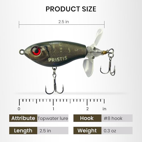 Pristis 3 pcs Topwater Fishing Plopper Lures, Floating Popper Bait Set with Chemically Sharpened Hooks for Saltwater Fresh...