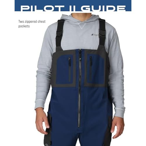 FROGG TOGGS Men's Pilot II Guide Waterproof Breathable Rain Bib, Dust Blue/Slate, Medium