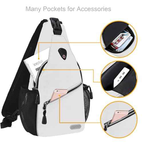 MOSISO Mini Sling Backpack,Small Hiking Daypack Travel Outdoor Casual Sports Bag, Ivory White