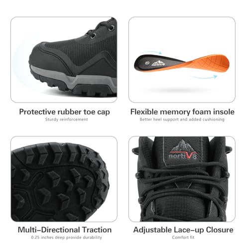 NORTIV 8 Men's Mid Waterproof Hiking Boots Outdoor Lightweight Trekking Mountaineering Camping Shoes,Size 9.5,All Black,JS...