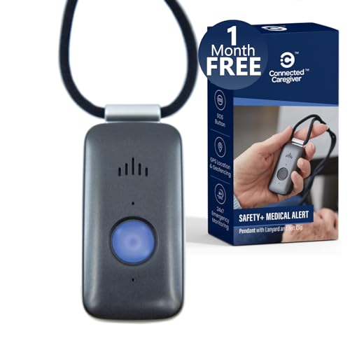 Safety+ 4G Medical Alert System: Fall Detection, GPS Location, 24/7 Monitoring, Mobile Caregiver App, Small, Lightweight-C...