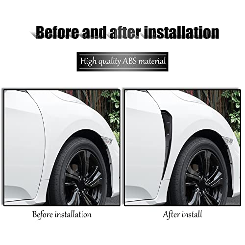 Miytsya 2 PCS Car Fender Side Vents, ABS Carbon Fiber Spoiler, Fender Decorative Stickers, Air Flow Intake Hole Grille Aut...
