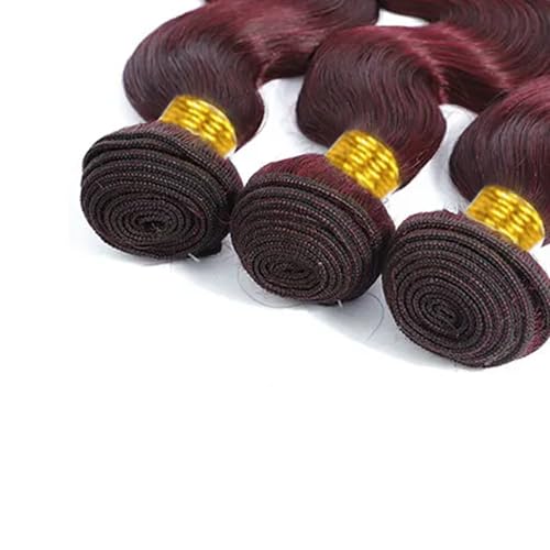 #99J Burgundy Bundles Human Hair Body Wave Bundles 32 32 32 Inch Wine Red Body Wave Bundle Human Hair Extensions Double Weft Unprocessed Brazilian Virgin Hair 3 Bundle 50 Grams Per Bundle