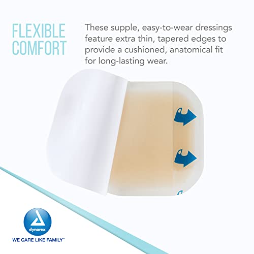 Dynarex DynaDerm Hydrocolloid Dressings, Sterile Moist Bandages, 2" x 2," Thin & Latex-Free, Peel-Down Patches, 1 Case - 12 Boxes of 20 DynaDerm Hydrocolloid Dressings