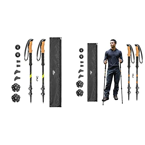 Cascade Mountain Tech Trekking Poles - Carbon Fiber Walking or Hiking Sticks & Trekking Poles - Aluminum Hiking Walking St...