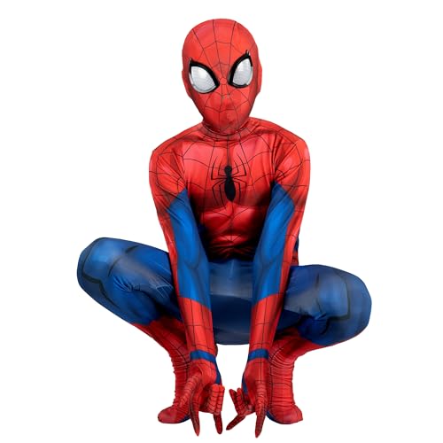 Marvel Spider-Man Official Youth Deluxe Zentai Costume - Deluxe Two-Way Stretch Spandex with Invisible Zippers and Wrist O...