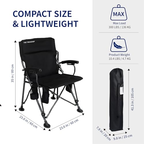 Heated Camping Chairs Adults Folding: Oversized Foldable Outdoor Chair for Outsides with Cup Holder – Heavy Duty Heating P...