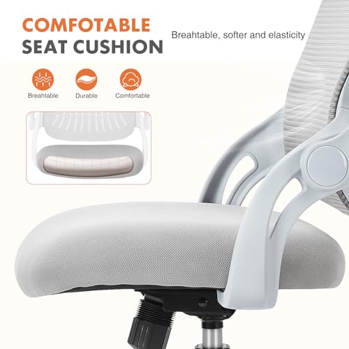 Sweetcrispy Home Office Managerial Executive Chair, Ergonomic Mesh Adjustable Swivel Mid-Back Chair with, Flip-up Arms, Co...