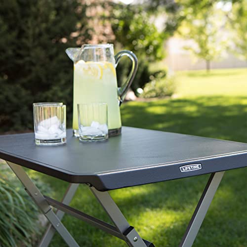 LIFETIME Small Folding Table, Personal TV Tray - Portable - Great for Kids, Camping, Cards, or Laptops - Plastic Black 30 ...