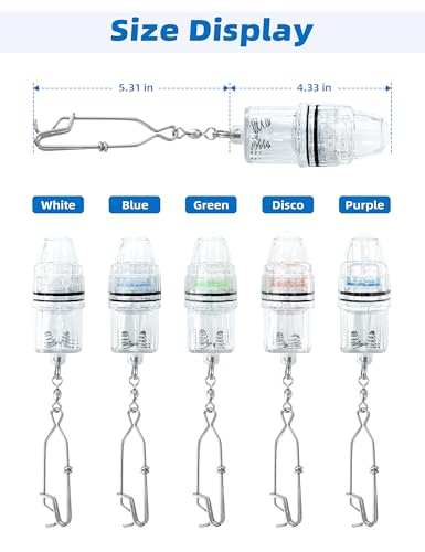 BLUEWING 3pcs Fishing Deep Drop Light with Stainless Steel Long Line Clip 2000 ft Underwater Fish Attracting Lamp for Swor...