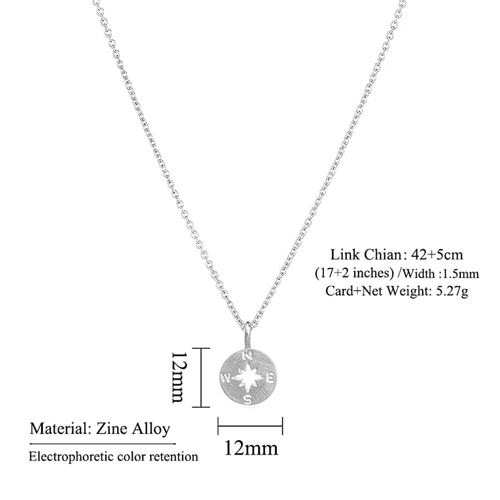 LANG XUAN Message Card Graduation Gift Compass Necklace Good Luck Bar Pendant Necklace for Women Jewelry