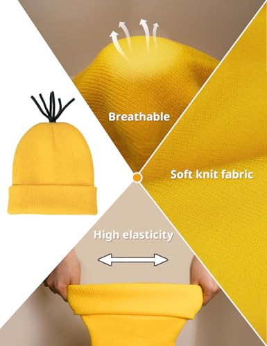 Halloween Costume Accessories Adult Yellow Beanie Hats for Men Women for Cosplay Party Set