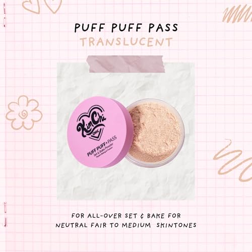 KimChiChic Beauty Puff Puff Pass Set and Bake Setting Powder for Makeup, Extra Fluffy Loose Face Powder Poof, Soft Natural...