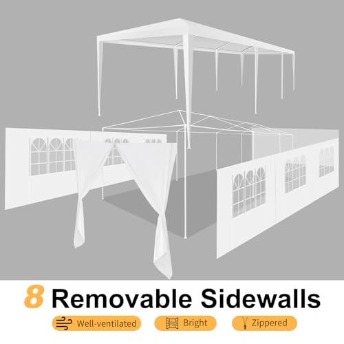 HOTEEL 10x30 Party Tent Outdoor Canopy Tent with Removable Sidewalls, White Tents for Parties Waterproof for Carpas Gazebo...