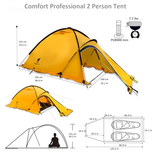 Geertop Portable 2 Person 4 Season Tent Waterproof Backpacking Tent Double Layer All Weather for Camping Hiking Travel Cli...