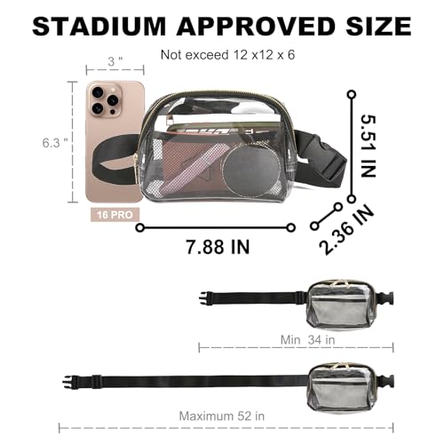 Clear Bag for Stadium Events, Clear Fanny Pack for Women, Stadium Crossbody Purse with Adjustable Strap, TPU Waist Pack fo...