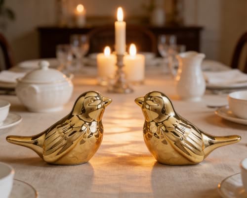 Artconal Small Gold Bird Statue, 2-Pack 3.5 inch Shiny Gold Accent Small Knick Knacks Gifts, for Home Office Shelf Desk Co...