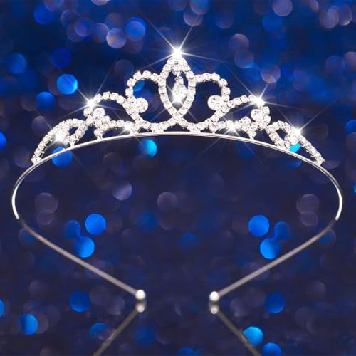 Kilshye Silver Rhinestone Tiara Princess Tiaras and Crowns Crystal Wedding Headband for Girls (Silver)