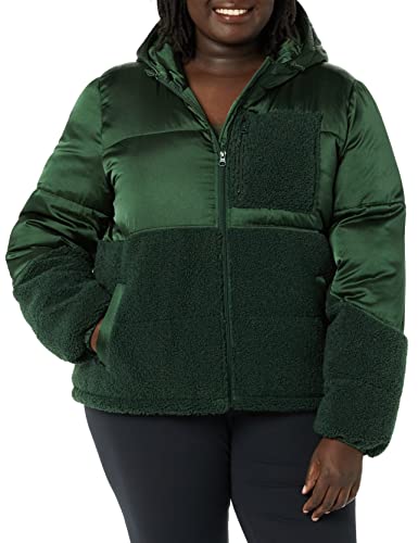 Amazon Essentials womens Full-Zip Sherpa Fleece Hooded Puffer Jacket