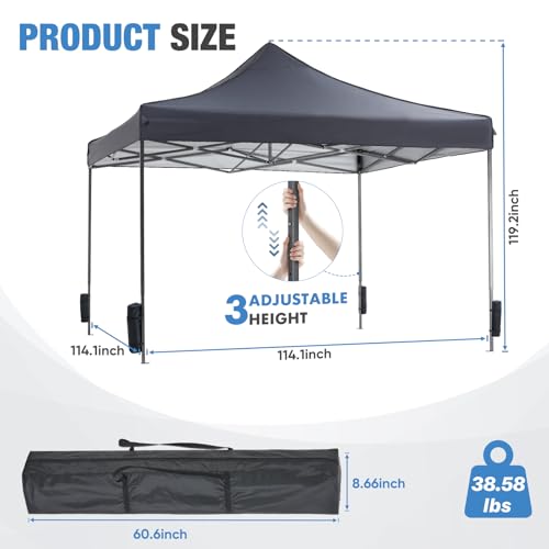 NEWBULIG 10x10 FT Pop Up Canopy Easy Up Tents for Camping Parties Events Beach Backyard Portable Outdoor Shelter Heavy Dut...