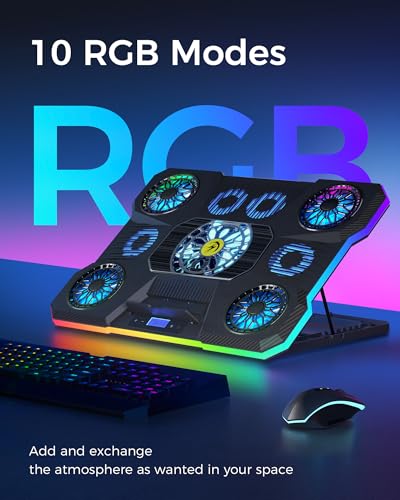 ChillCore Laptop Cooling Pad, RGB Lights Laptop Cooler 9 Fans for 15.6-19.3 Inch Laptops, Gaming Laptop Fan Cooling Pad wi...