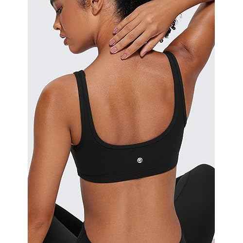 CRZ YOGA Butterluxe Mini Bra for Women - Scoop Neck Low Impact Wireless Sports Yoga Padded Workout Cami