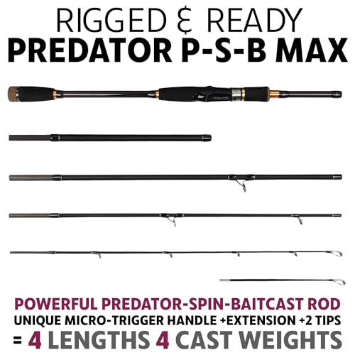 Rigged & Ready Predator Max P-S-B & Spin Reel 5000 + Spare Spool & Bag | 4+1 Bearings | Salt/Freshwater | Compact Travel R...
