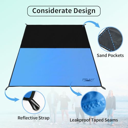 Frelaxy Pocket Picnic Blanket, Waterproof Sandproof Beach Mat, Compact Camping Tarp for Festivals, Hiking, Travel, Outdoor...