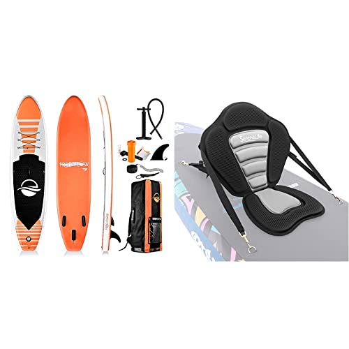 SereneLife Inflatable Stand Up Paddle Board (6 Inches Thick) Bundle with Premium SUP Accessories