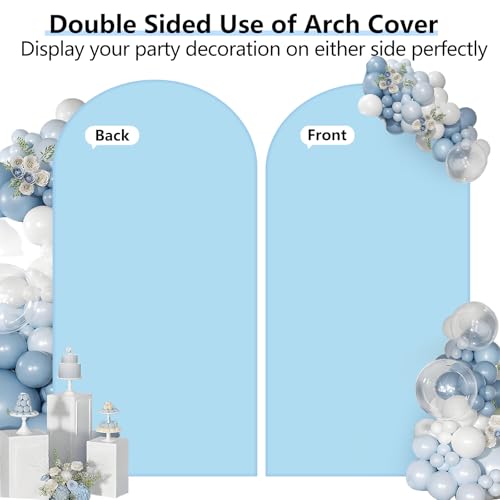 HEMMOTOP 7.2 ft Blue Arch Backdrop Cover (No Arch Stand), Spandex Arch Covers Stretchy Backdrop for Balloon, Wedding, Birt...