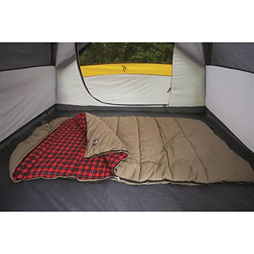 Guide Gear Canvas Hunter Sleeping Bag 0-Degree Fleece Lined Hooded for Adults Warm Winter Cold Weather Lightweight Portabl...