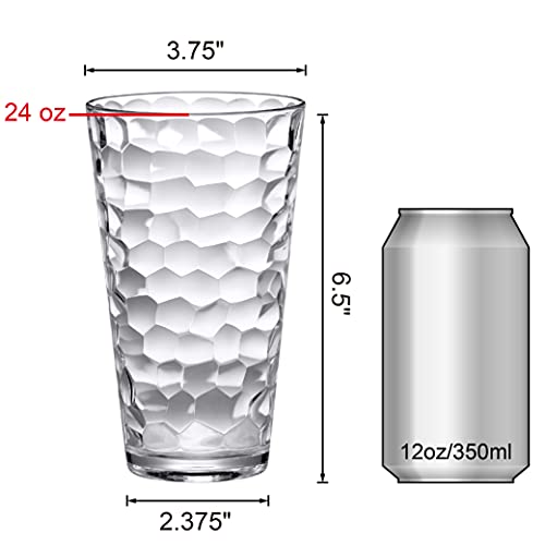 Amazing Abby - Iceberg - 24-Ounce Plastic Tumblers (Set of 8), Plastic Drinking Glasses, All-Clear High-Balls, Reusable Cu...