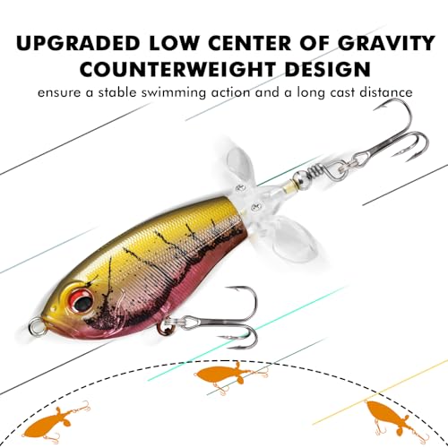 TRUSCEND Top Water Fishing Lures with BKK Hooks, Easy Catch Plopper Lure for Freshwater or Saltwater, Floating Lures for B...