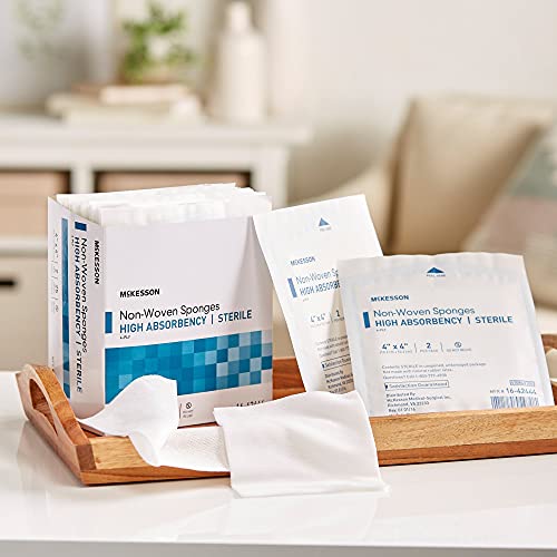 McKesson Non-Woven Sponges, Sterile, 4-Ply, High Absorbency, Polyester/Rayon (4 X 4 Inch (1200 Count))