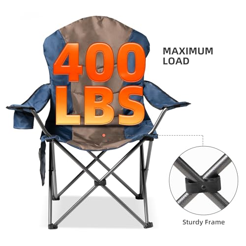 Foristrail 2 Pack Folding Camping Chairs for Adults - High Back Padded Outdoor Lawn Chairs with Lumbar Support & Cup Holde...