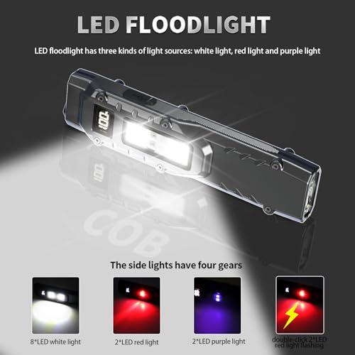Ciwuzxs EDC Tactical Flashlight DT007, Compact 7 Mode Pocket LED Flashlight - 1500LM, USB-C Rechargeable Digital Display, ...