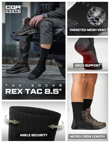 CQR 3 Pack Men and Women Wool Hiking Mid Calf Crew Socks, Moisture Wicking Breathable Outdoor Tactical Cushion boot Socks