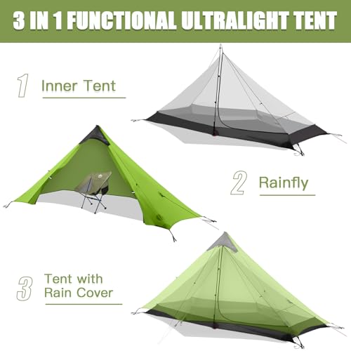 Night Cat Ultralight Tent 1 Person with Internal-Frame Hiking Backpack 100L for Professional Backpacker Hiker 2 LBS Only L...