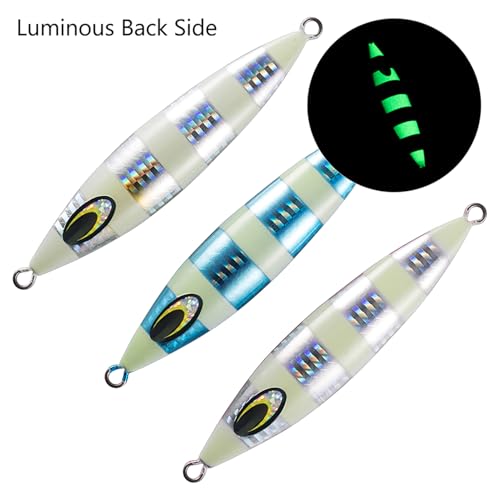Vertical Jigs Luminous Slow Jigging Lure for Saltwater Freshwater Fishing 3 Colors 7 Weights