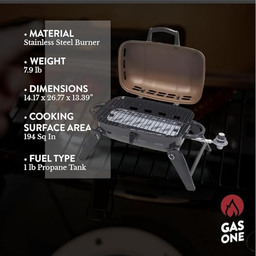 GasOne Tabletop Propane Grill – Portable Grill Propane with Heat Resistant Handles, Large Cooking Surface – User Friendly ...