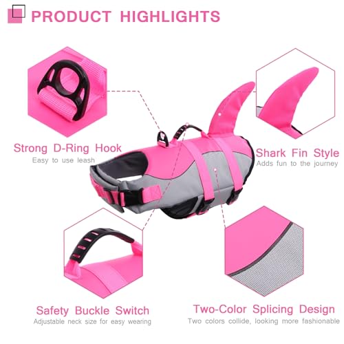 ASENKU Dog Life Jacket - Pet Safety Vest for Swimming & Boating, Shark Life Jacket with Floatation, Dog Lifesavers Swimsui...