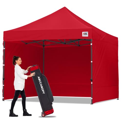 ABCCANOPY Heavy Duty Easy Pop up Canopy Tent with Sidewalls 10x10, Red