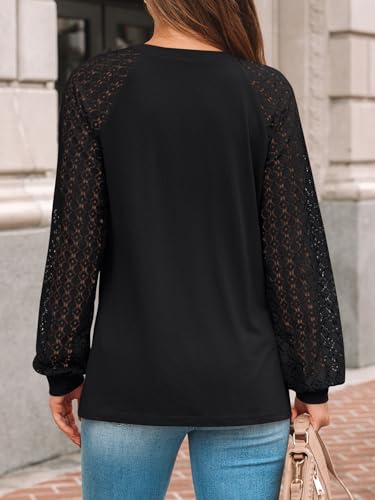 AUTOMET Womens Long Sleeve Shirts Pleated Lace Tops Fall Fashion Outfits Business Casual Blouses