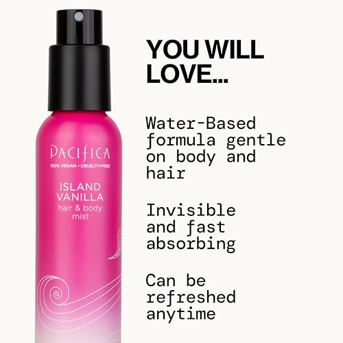 Pacifica Hair Mist Perfume & Full Body Spray for Women - Island Vanilla Body Mist Fragrance w/Sugar, Vanilla & Sandalwood Clean Beauty Alcohol-Free, Vegan & Cruelty-Free, 5 oz